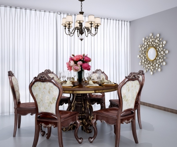 American Style Dining Table And Chairs-ID:255570241