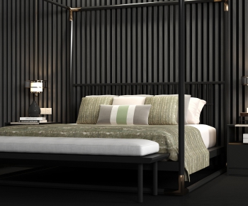 New Chinese Style Double Bed-ID:942179566