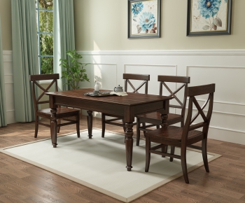 American Style Dining Table And Chairs-ID:256320789