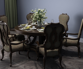American Style Dining Table And Chairs-ID:308362522