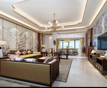 New Chinese Style A Living Room-ID:123964298