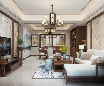 New Chinese Style A Living Room-ID:281056315