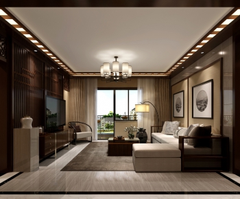 New Chinese Style A Living Room-ID:629889183