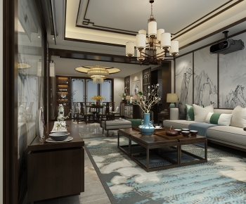 New Chinese Style A Living Room-ID:685403372