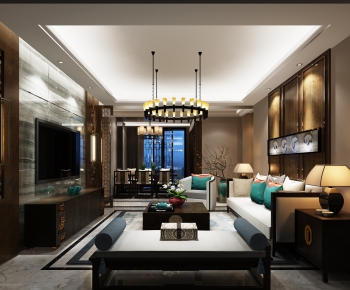 New Chinese Style A Living Room-ID:443530261