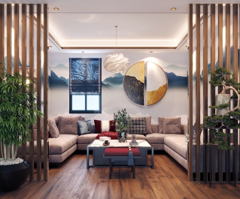 New Chinese Style A Living Room-ID:541522731