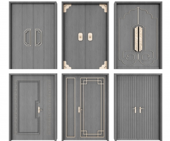 New Chinese Style Unequal Double Door-ID:390891795