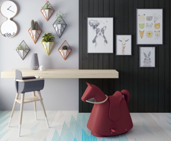 Nordic Style Computer Desk And Chair-ID:965643956