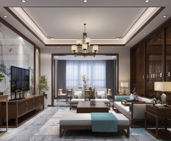 New Chinese Style A Living Room-ID:862476549