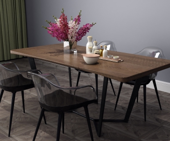 Industrial Style Dining Table And Chairs-ID:231896322