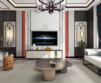 New Chinese Style A Living Room-ID:459447911