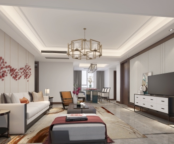 New Chinese Style A Living Room-ID:173393239