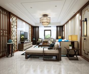 New Chinese Style A Living Room-ID:938801563