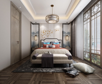 New Chinese Style Bedroom-ID:665852293