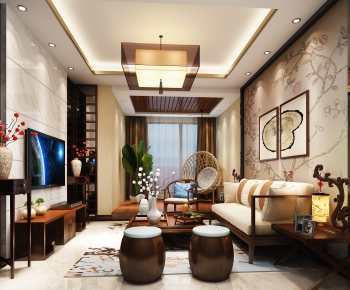 New Chinese Style A Living Room-ID:790693795