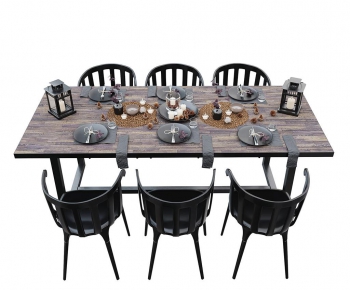 Industrial Style Dining Table And Chairs-ID:462810658
