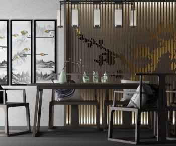 New Chinese Style Dining Table And Chairs-ID:981255622