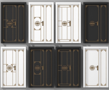 New Chinese Style Unequal Double Door-ID:787987194