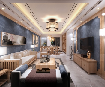 New Chinese Style A Living Room-ID:919548557
