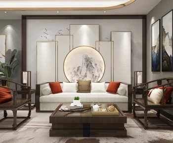 New Chinese Style A Living Room-ID:675369538