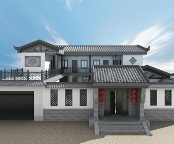 New Chinese Style Villa Appearance-ID:595192378