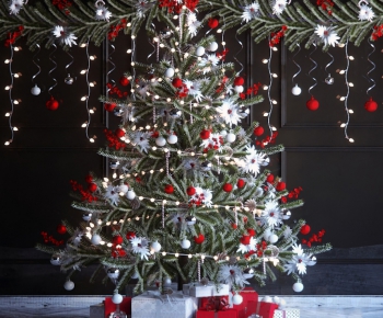 北欧圣诞树彩灯礼物盒子-ID:977273284