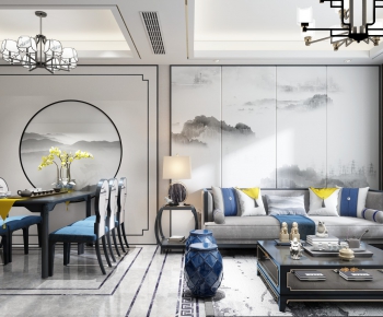 New Chinese Style A Living Room-ID:929665861