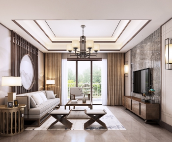 New Chinese Style A Living Room-ID:399792138