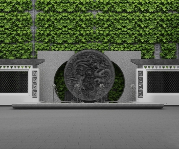 新中式植物墙喷泉牌坊-ID:979854628