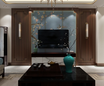 New Chinese Style A Living Room-ID:663181633