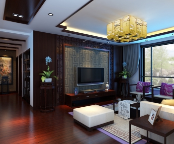 New Chinese Style A Living Room-ID:394807457