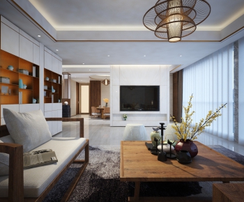 New Chinese Style A Living Room-ID:928128439