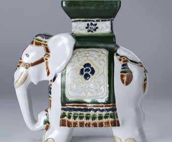 泰式陶瓷大象雕刻雕塑-ID:619233376