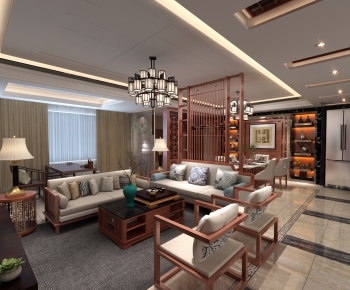 New Chinese Style A Living Room-ID:437767178