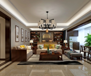 New Chinese Style A Living Room-ID:552449999