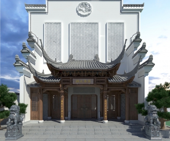 New Chinese Style Facade Element-ID:381634945