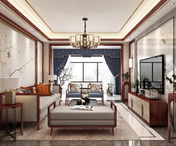 New Chinese Style A Living Room-ID:523904255