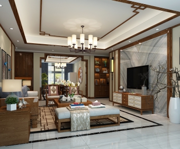 New Chinese Style A Living Room-ID:416073798