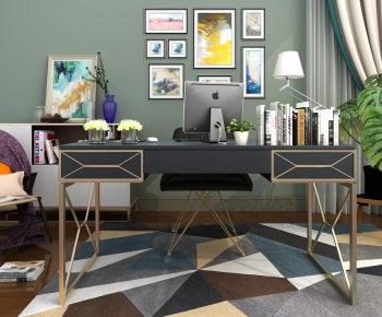 Modern Computer Desk And Chair-ID:362117763