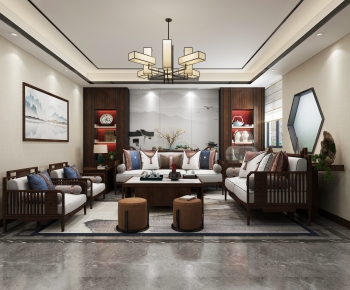 New Chinese Style A Living Room-ID:433437778