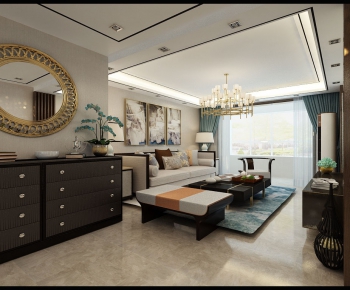 New Chinese Style A Living Room-ID:309789198