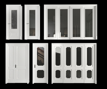 Simple European Style Unequal Double Door-ID:732604882