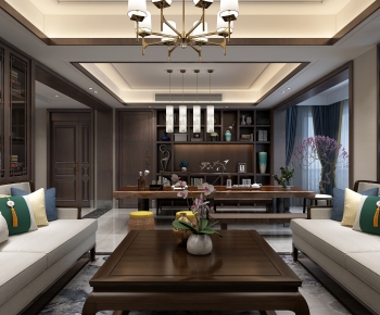 New Chinese Style A Living Room-ID:536853141