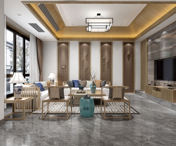 New Chinese Style A Living Room-ID:720981598