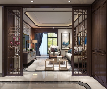 New Chinese Style A Living Room-ID:468367616