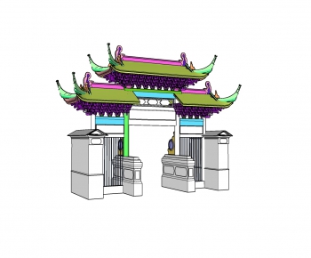 新中式古建筑牌坊-ID:406626447