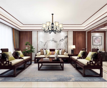 New Chinese Style A Living Room-ID:622003885