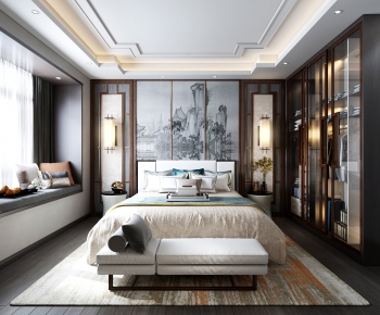 New Chinese Style Bedroom-ID:520605291