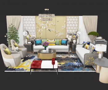 New Chinese Style Sofa Combination-ID:958076759