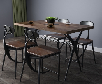 Industrial Style Dining Table And Chairs-ID:933791317